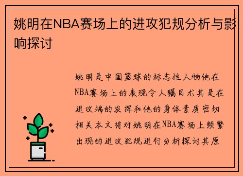 姚明在NBA赛场上的进攻犯规分析与影响探讨